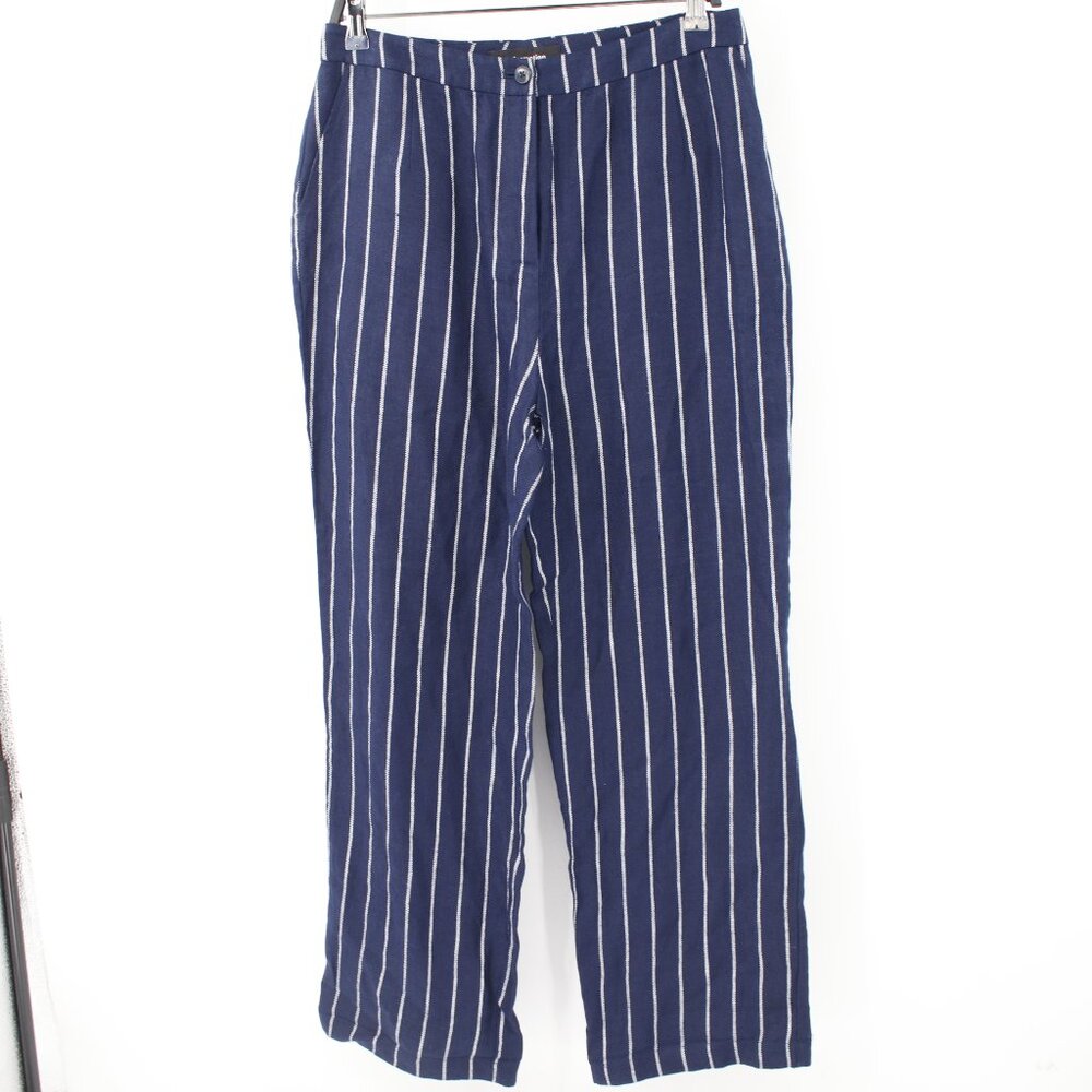Reformation Navy Blue Vertical Stripe Pants